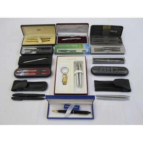 321 - Collection of modern pens and pencils to include Cross, Waterman and Tombow mainly cased