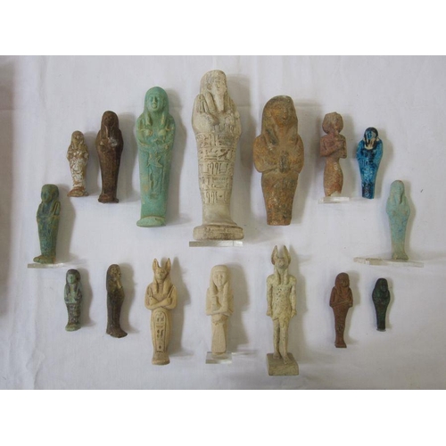 348 - Collection of Egyptian stone faience and pottery shabtis (believed to be tourist piece, possibly bet... 