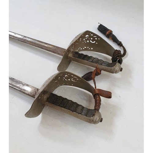 365 - Two George V Officer's swords with steel pierced guard and fish skin handles