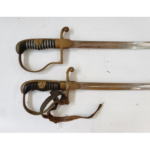 366 - Two WWII German Officer's swords, one stamped 'Eickhorn Solingen' with squirrel logo