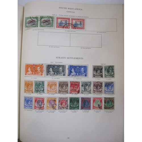 229 - Purposed 220 page green SG 'King George VI' stamp album, original January 1956 edition, over 95% com... 