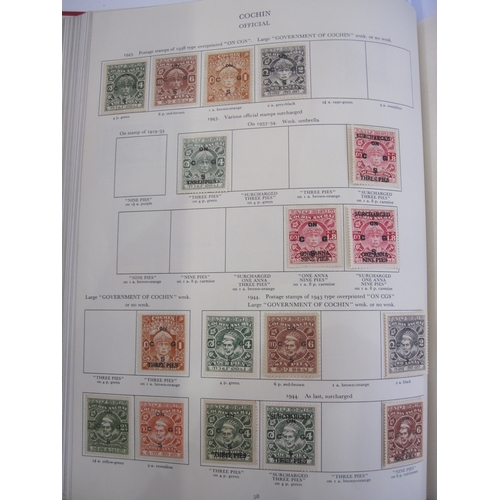 234 - Purposed, 220 page, interleaved red SG 'King George VI' stamp album, 1964 edition, c98% complete.  D... 