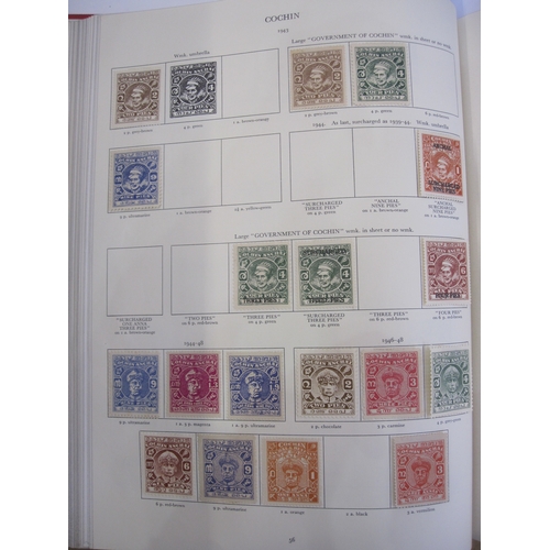 234 - Purposed, 220 page, interleaved red SG 'King George VI' stamp album, 1964 edition, c98% complete.  D... 