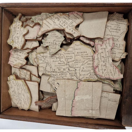 127 - 19th century wooden jigsaw of England and Wales in original box and a Victorian leather covered writ... 