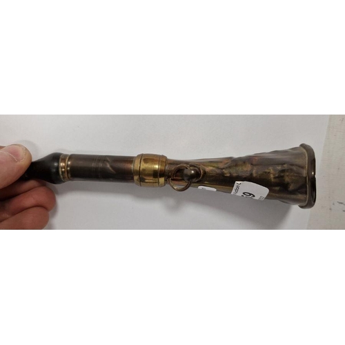 159 - Great Western railway brass station horn with turned horn mouthpiece, stamped 'GWR'