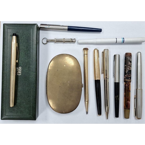 172 - Small collection of fountain pens to include a 10ct rolled gold cross fountain pen, a Parker 'Sonnet... 