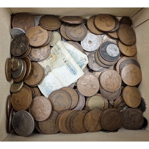 182 - Collection of old coins, mainly early 20th century one pennies, a collection of vintage and modern p... 