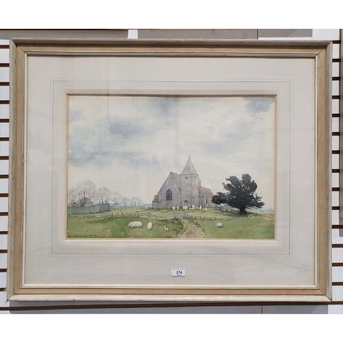 274 - Kenneth Pengelly (20th century)
 Watercolour drawing
 Labelled verso 'St Clements, Old Romney', sign... 