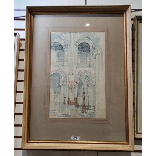 276 - Kenneth Pengelly
 Watercolour 
 Norwich Cathedral, signed and dated '64 lower left, 38cm x 24cm