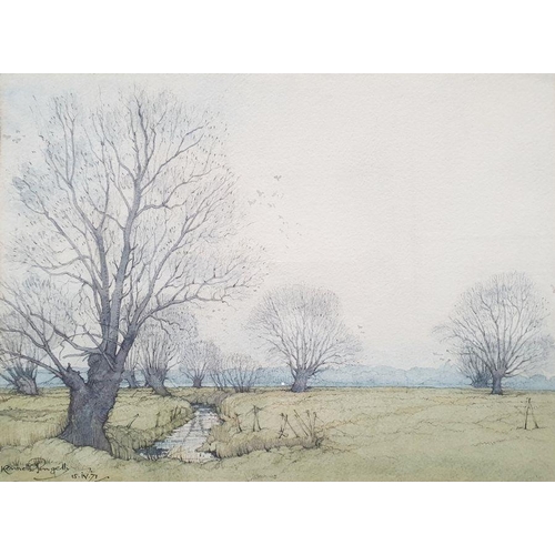 277 - Kenneth Pengelly (20th century)
 Watercolour drawing
 Labelled verso 'Romney Marsh', watercolour no.... 