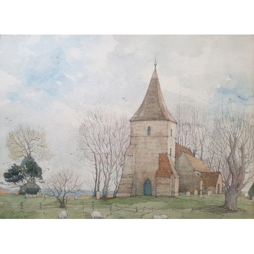 278 - Kenneth Pengelly
 Watercolour 
 Church scene, dated '69 and signed lower left, 28cm x 38cm
 Kenneth ... 