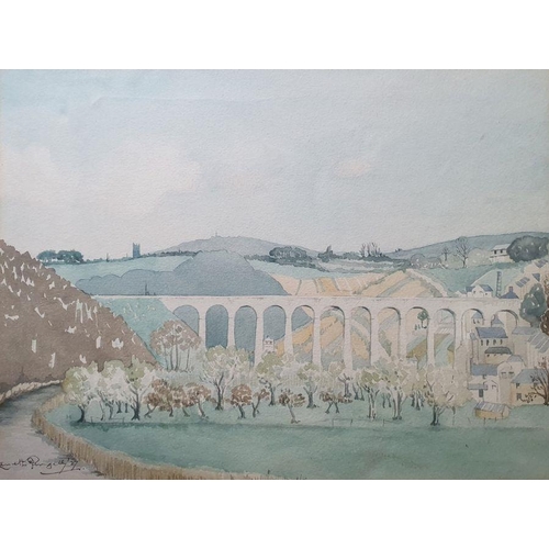 280 - Kenneth Pengelly
 Watercolour
 Viaduct through Taymar, signed and dated 27 lower left
 Kenneth Penge... 