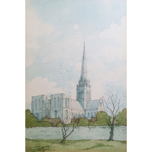 282 - Kenneth Pengelly (20th century)
 Watercolour drawing
 Chichester from the South West [Chichester Cat... 