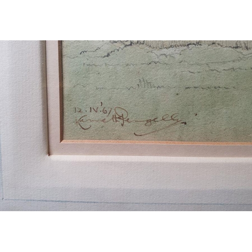 285 - Kenneth Pengelly 
 Watercolour drawing 
 Romney Marsh, early morning, watercolour no.2, signed and d... 