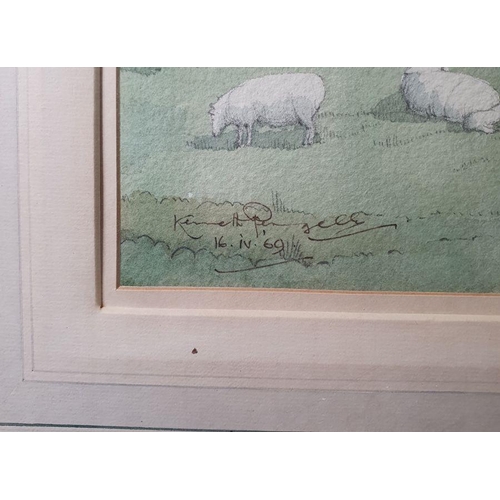 286 - Kenneth Pengelly (20th century)
 Watercolour drawing
 Lambing Time, Romney Marsh, signed and dated l... 