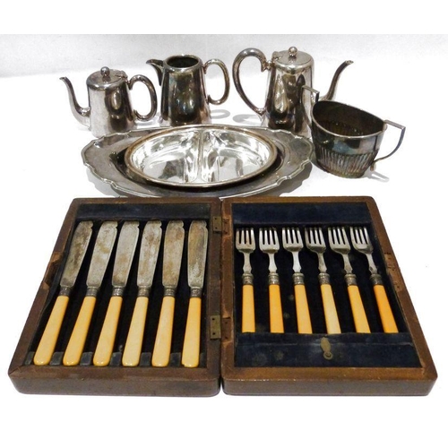 328 - Assorted electroplated wares to include teapots, tureens, flatware, etc (2 boxes)