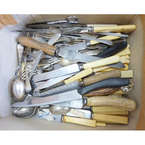 328 - Assorted electroplated wares to include teapots, tureens, flatware, etc (2 boxes)