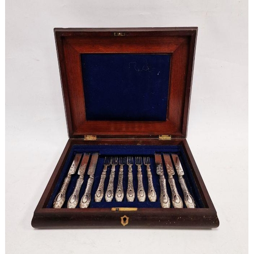 341 - Victorian canteen of silver cutlery with bright cut decoration, Birmingham, Hilliard & Thomason