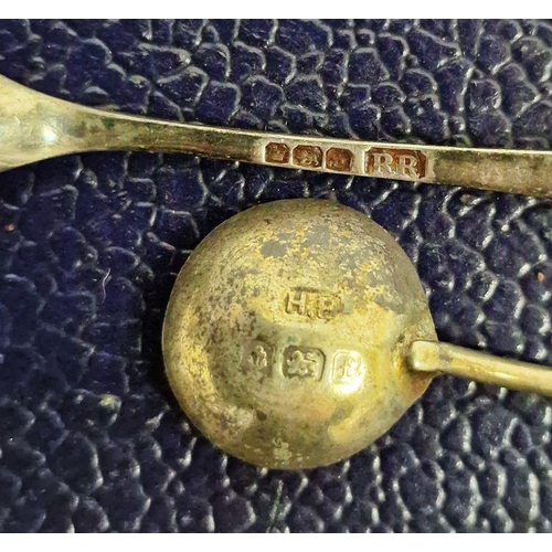 350 - Small quantity of various silver teaspoons and mustard spoons, a cased set of electroplated teaspoon... 