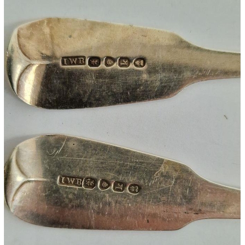 370 - Pair of Georgian silver serving spoons, London 1895, John William Blake, 4.5ozt (2)