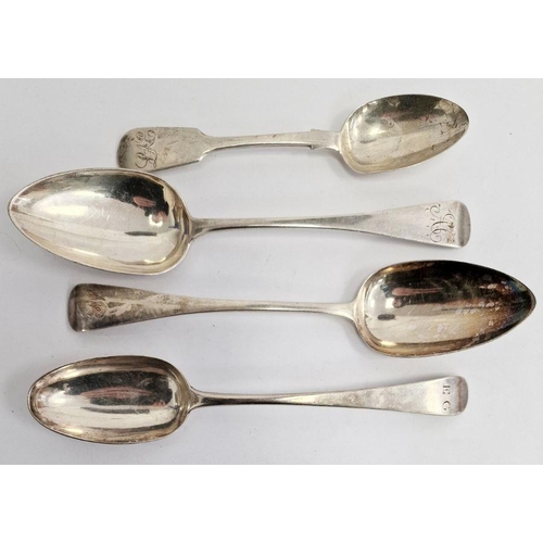 372 - Four assorted Georgian and Victorian silver spoons, various dates and markers, 7.4ozt (4)