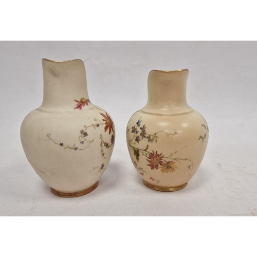 39 - Late 19th century Royal Worcester porcelain blush ground jug with gilt handle, floral decorated, no.... 