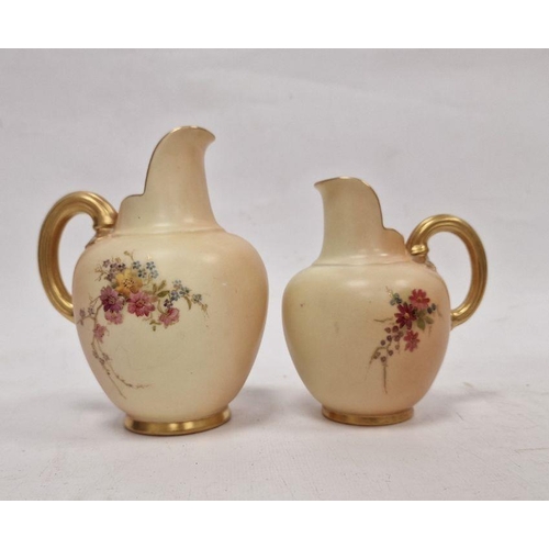 40 - Royal Worcester blush porcelain jug with gilt reeded handle, floral spray decorated, 13cm high and a... 