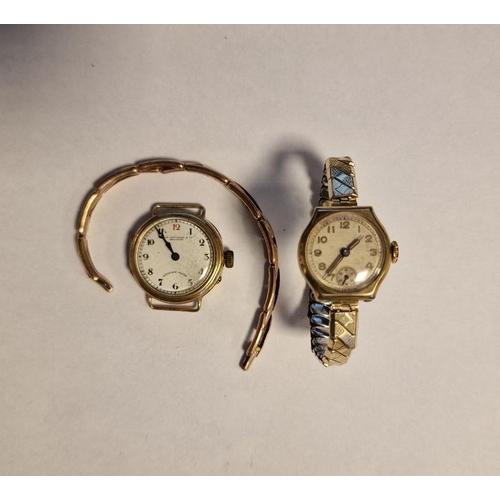 452 - Lady’s 1940’s 9ct gold wristwatch and the expanding gilt metal strap, a lady’s John Williams & Co. 9... 