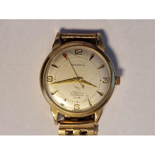 456 - 9ct gold gentleman's wristwatch with silver dial and baton hour markers, second sweep hand, marked '... 