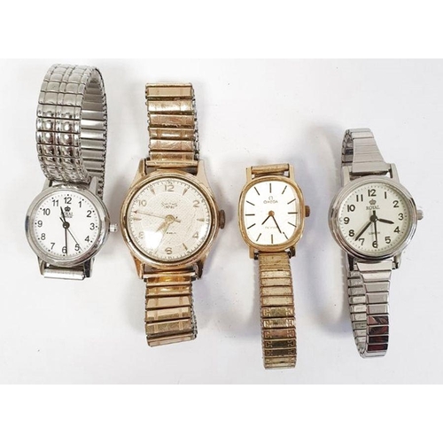 458 - Lady's rolled gold Omega wristwatch, gent’s Smiths Empire rolled gold pocket watch with expanding st... 