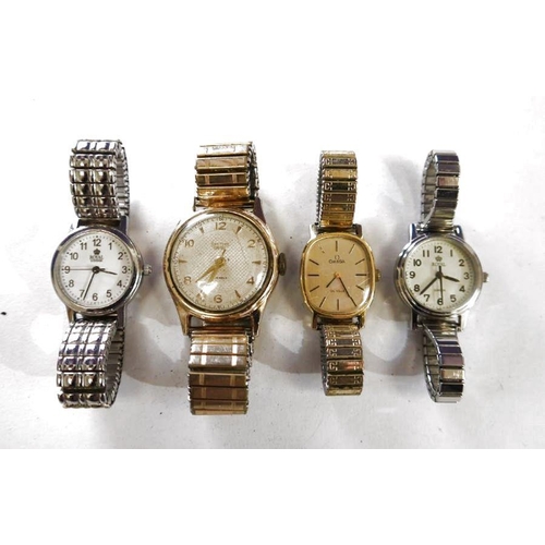 458 - Lady's rolled gold Omega wristwatch, gent’s Smiths Empire rolled gold pocket watch with expanding st... 