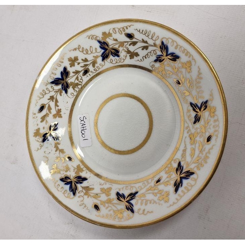 48 - Early 19th century Crown Derby porcelain coffee can and saucer decorated with gilt and royal blue tr... 