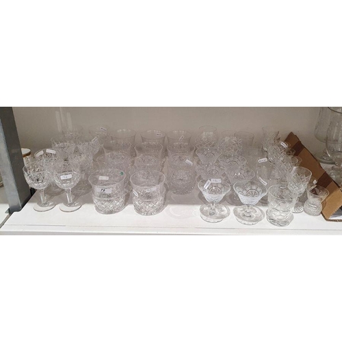 72 - Set of eight Stuart cut glass sherry glasses 11.5cm, a set of eleven Stuart whisky glasses 8.5cm, a ... 