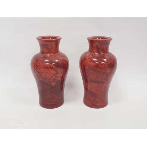 81 - Pair of 19th century Lithyalin glass vases of baluster form, possibly Egermann Workshop, with tonal ... 