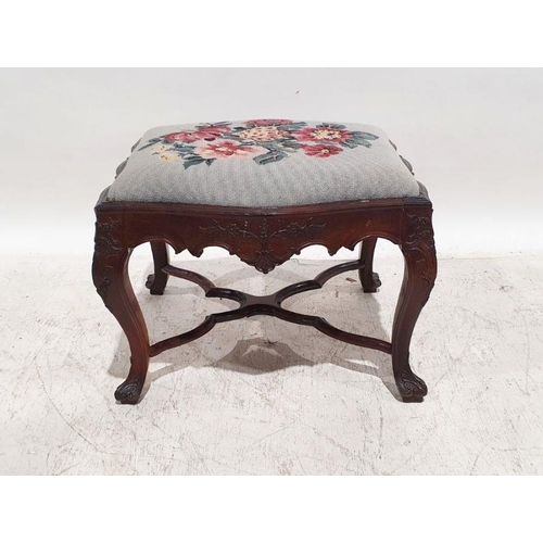 1192 - George III-style rosewood-framed stool with needlework upholstered lift-out seat, with serpentine si... 