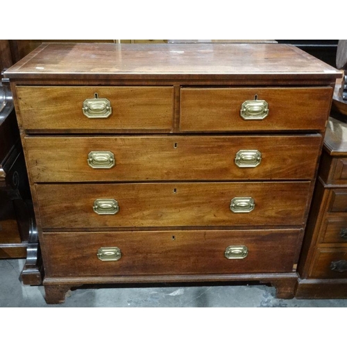 1219 - 19th century mahogany chest of two short over three long graduated drawers, to bracket feet, 101cm x... 