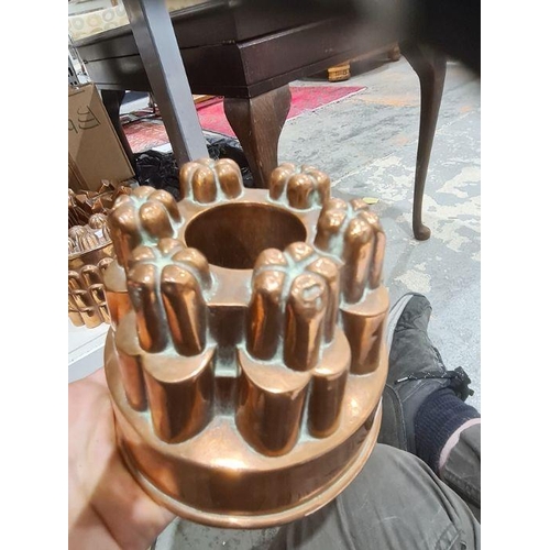 124 - Selection of copper jelly moulds to include one pair