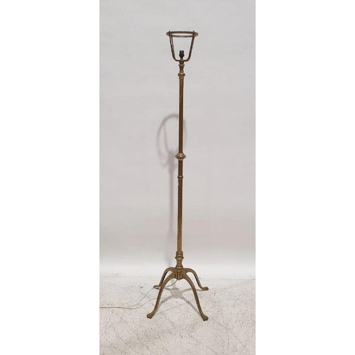 1267 - 20th century brass standard lamp on quadruped base