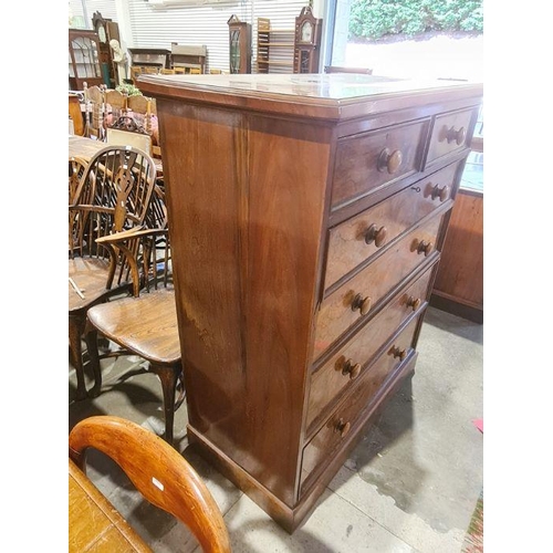 1280 - 20th century walnut and burr walnut chest of two short over four long drawers, to plinth base, inter... 