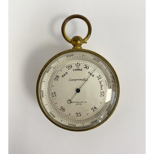 231 - Late 19th century brass cased two-faced compensated barometer and compass, produced by Short & Mason... 