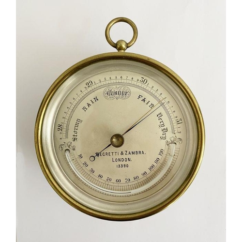 238 - 20th century brass cased compensated aneroid barometer produced by Short & Mason of London, the dial... 