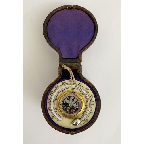 242 - Late 19th century gilt brass mounted compensated barometer, with silvered dial unmarked, with double... 