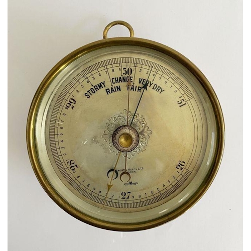 245 - Early 20th century brass cased barometer by Short & Mason Ltd (London), with silvered dial and altit... 