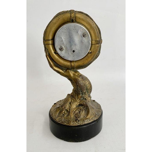 258 - German gilt-metal mounted figural skeleton barometer,  circa 1900, with figure of a mermaid supporti... 