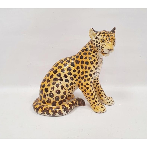 27 - 20th century Italian pottery model of a leopard, painted black Italy mark, naturalistically modelled... 