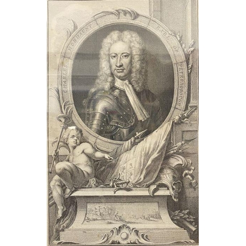 437 - After Godfrey Kneller
 Engraving 
 J. Houbraken Charles Mordaunt, Earl of Peterborough, 36cm x 22cm ... 