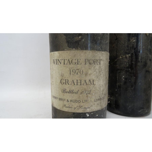 490 - Three bottles of Graham 1970 vintage port and a bottle of Berry Bros and Rudd port (unlabelled) (4)