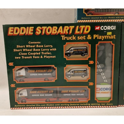 501 - Three boxed Corgi diecast model Eddie Stobart Truck sets to include 60023 Truck set & Playmat contai... 