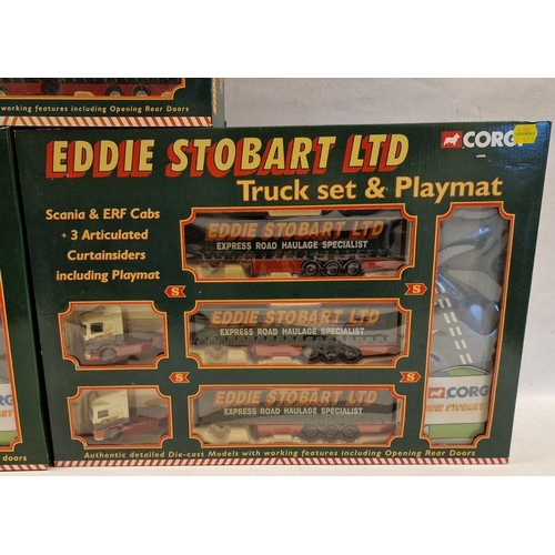 501 - Three boxed Corgi diecast model Eddie Stobart Truck sets to include 60023 Truck set & Playmat contai... 