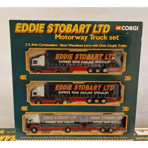 501 - Three boxed Corgi diecast model Eddie Stobart Truck sets to include 60023 Truck set & Playmat contai... 